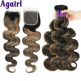 1B27 Highlights Blonde Body Wave Bundles With Frontal