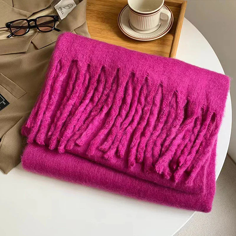 Luxury Cashmere Bright Solid Color Women Scarf Winter