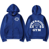 Powerhouse Gym Logo Zip Up Hoodie Harajuku Men's