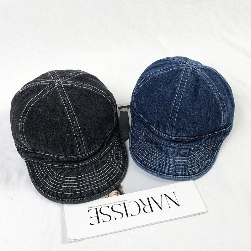 Short Brim Denim Baseball Caps for Men Summer