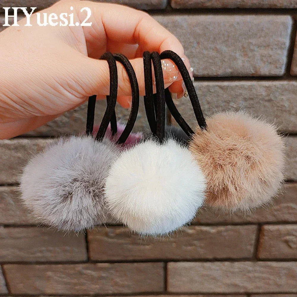 Cute Fur Ball Plush Hair Rope High Elastic