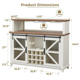 OKD Farmhouse Coffee Bar Cabinet with LED Lights,