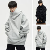 Solid Color Men Sweatshirt Japanese Harajuku Urban Streetwear