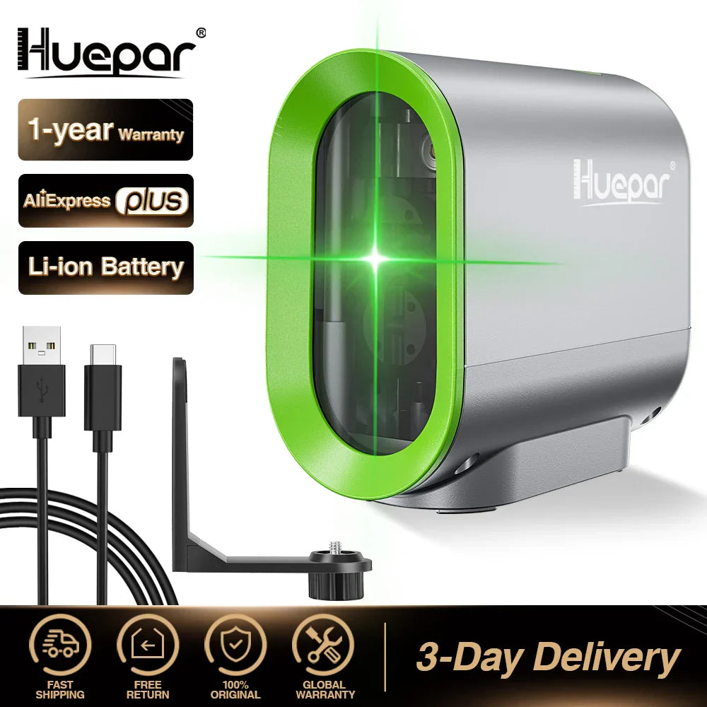 Huepar 2 lines Self-leveling Laser Level & Rechargeable