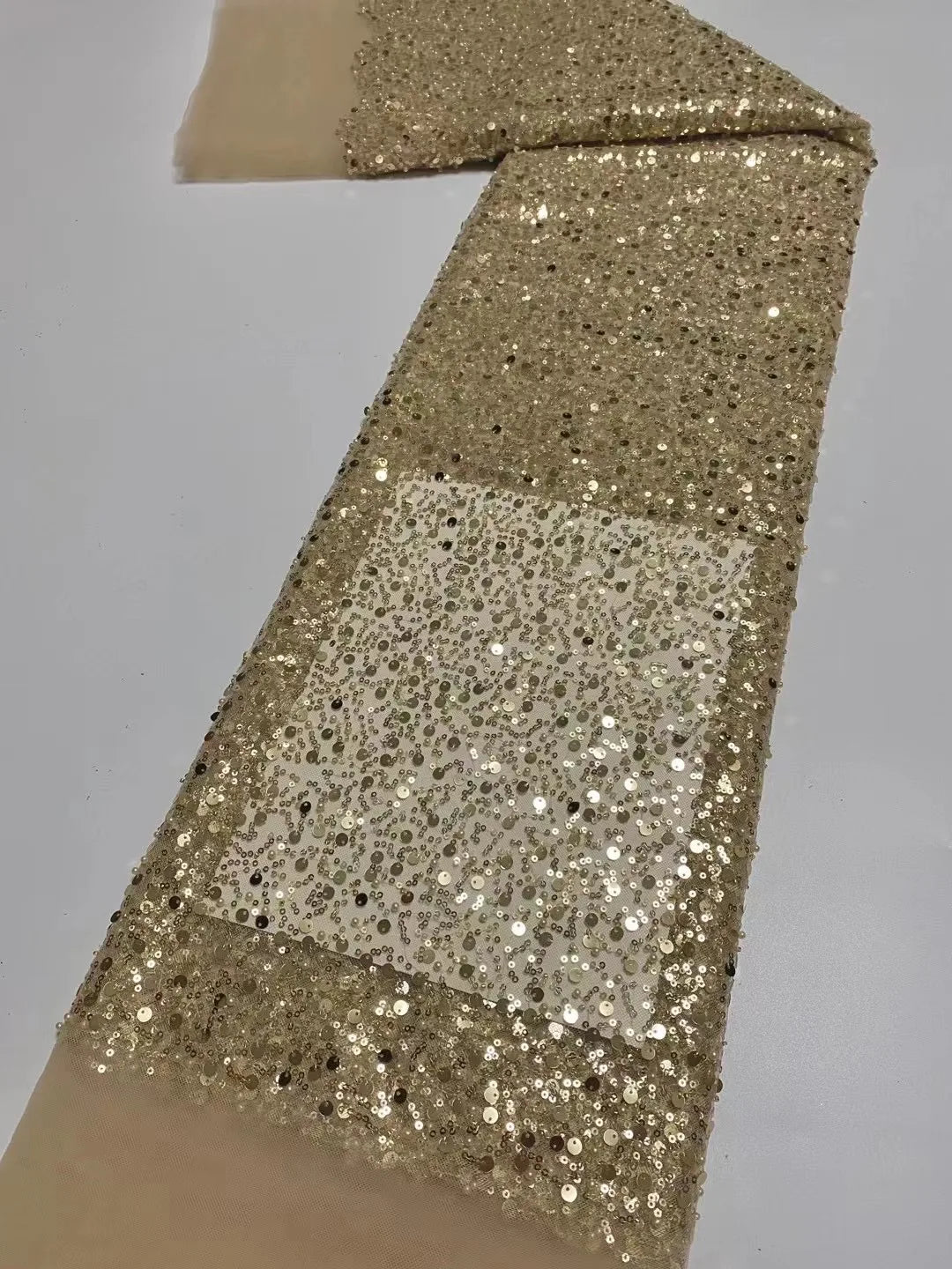 Heavy silver Sequins Lace Fabric With Bead Sequins