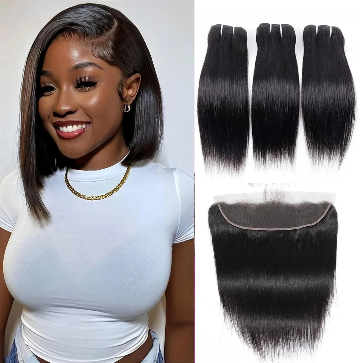 Ombre Burgundy Red Brazilian Straight Bundles with Frontal