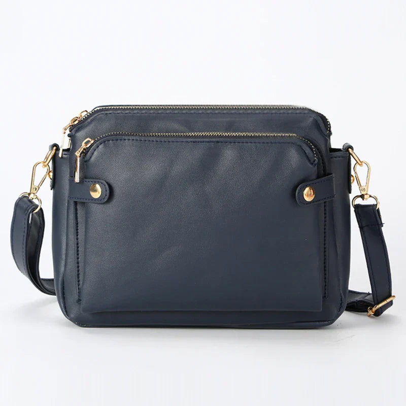 Crossbody Leather Shoulder Bags And Clutches Women's Three-Layer