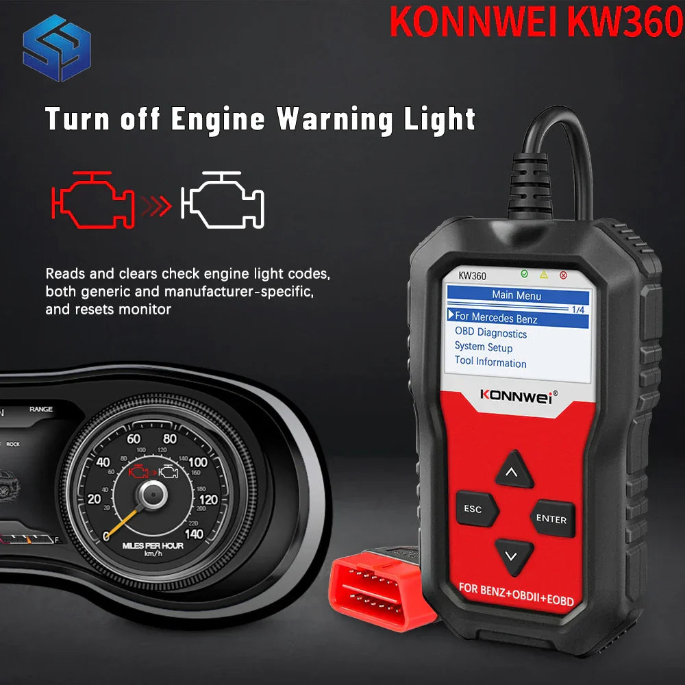 KONNWEI KW360 Full Systems OBD2 Scanner for Benz