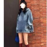 Spring Autumn Women Jacket Vintage Denim Hoodie Sweatshirts