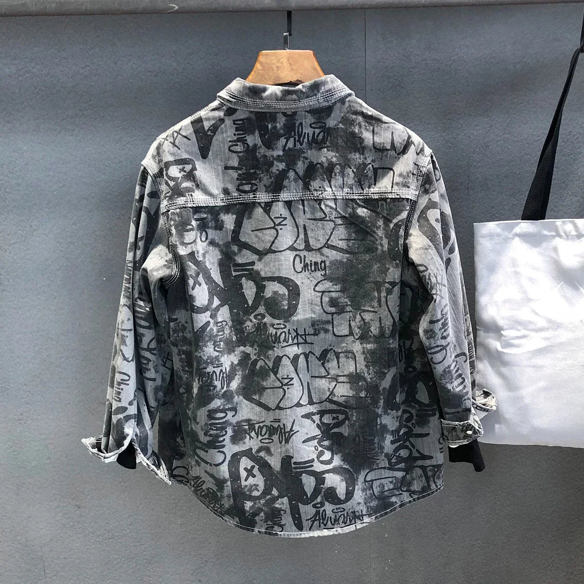 Men's Denim Jacket Long Shirt Wide Shoulders Fashion