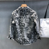 Men's Denim Jacket Long Shirt Wide Shoulders Fashion