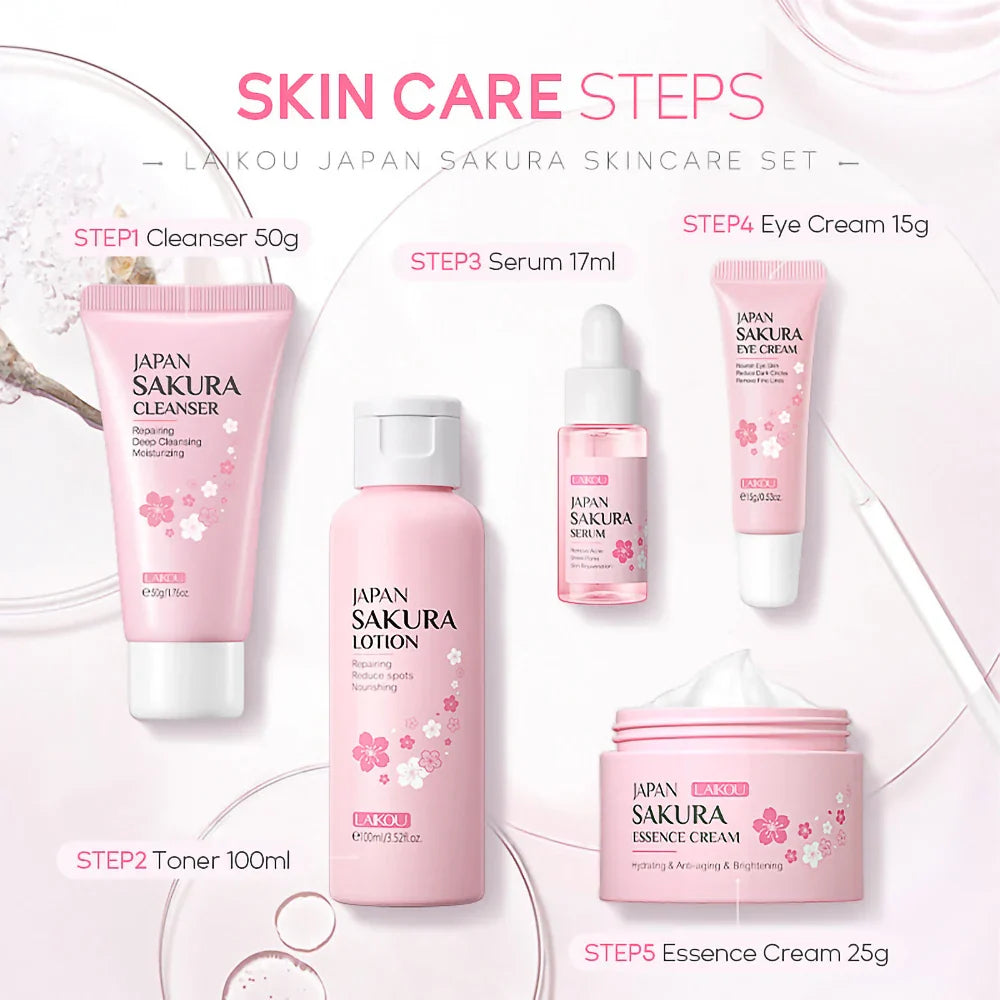 Sakura Skincare Set Oil Control Facial Cleanser Nourishing
