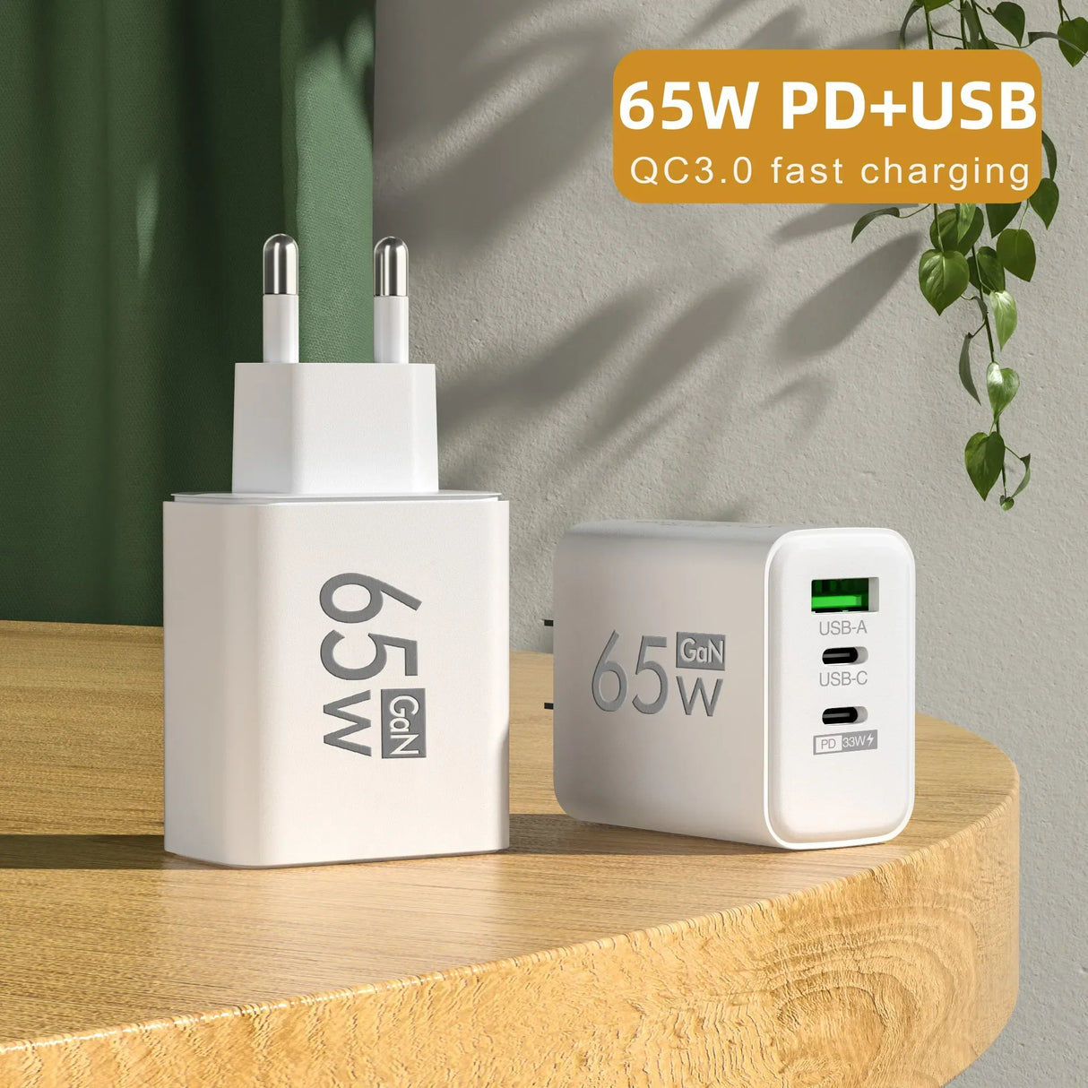 65W 3 Ports GaN USB PD Charger Fast