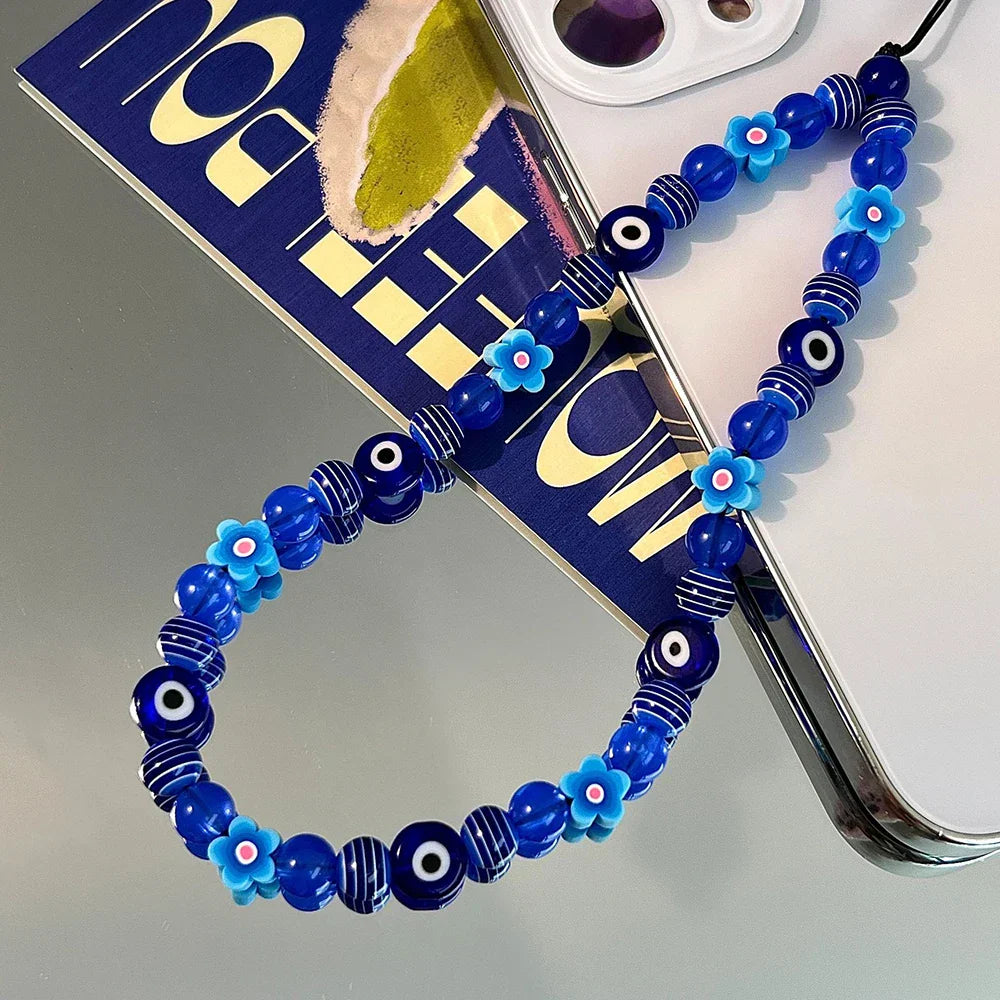 Fashion Blue Flower and Eye of Evil Beaded
