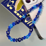 Fashion Blue Flower and Eye of Evil Beaded
