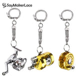 1Pcs Alloy Fishing Reel Drum Pendant Keychain Key