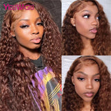 13x4 Deep Curly Chocolate Brown Colored Lace Front