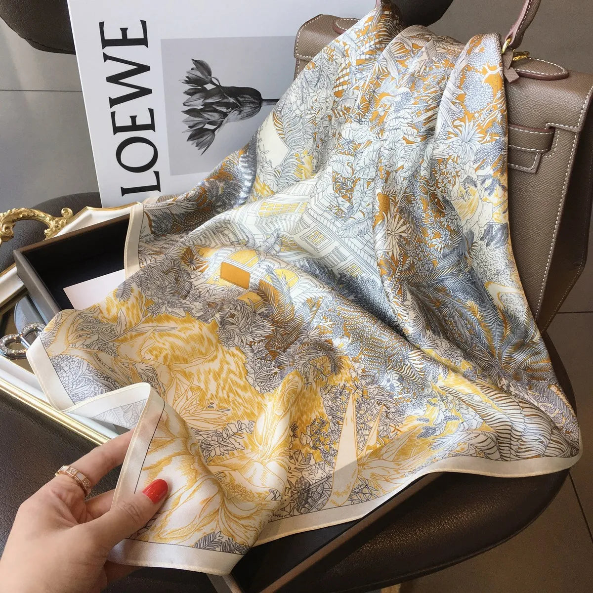 100% Silk Scarf Women Hijab Female Luxury Brand