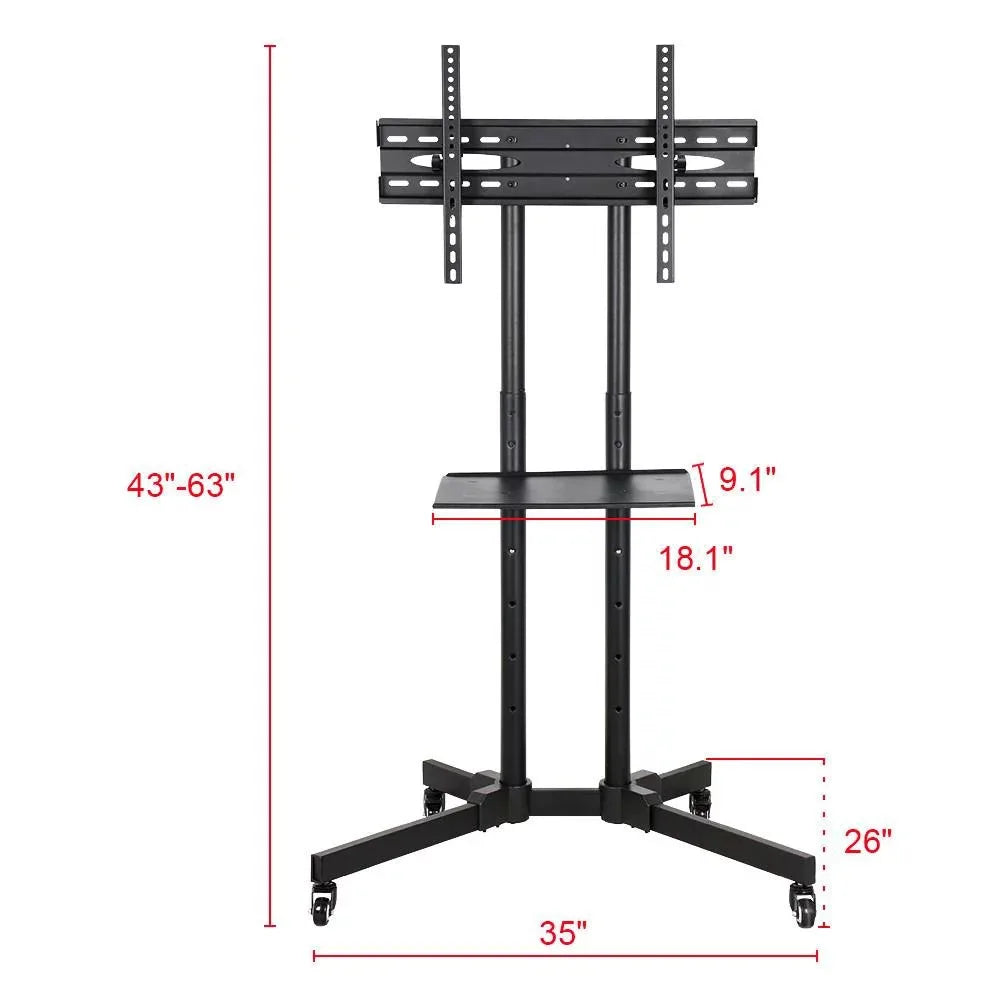 TV Stand Cart for TVs 75", Black Floating