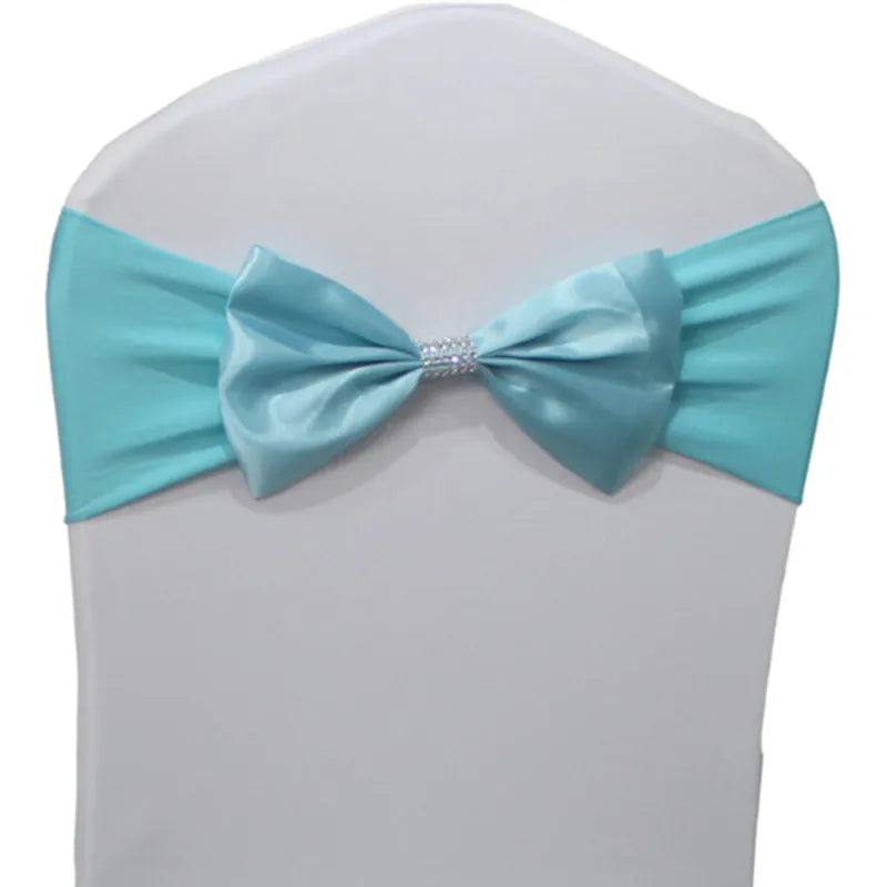10pcs/50pcs Free Tie Wedding Satin Chair Sash Elastic