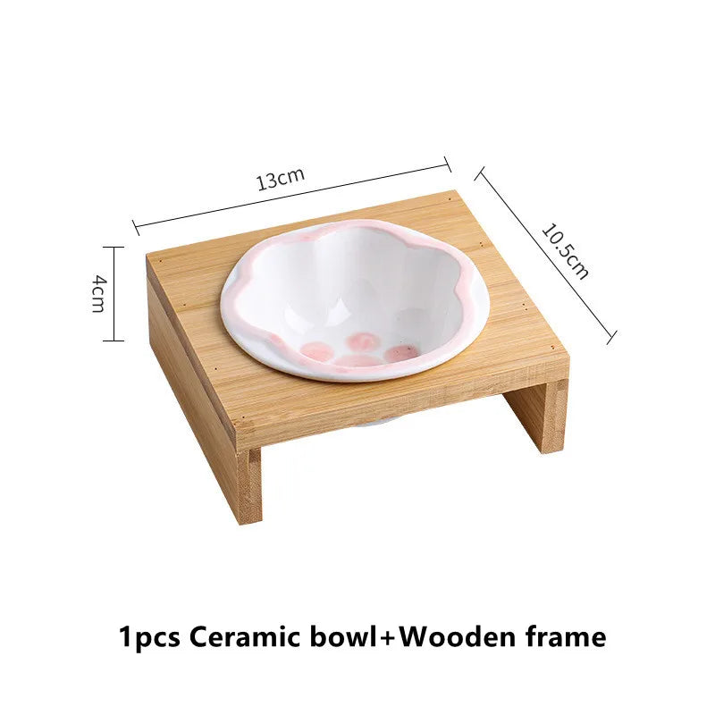 Fashion Cartoon Paw Design Pet Bowls Raised Dog