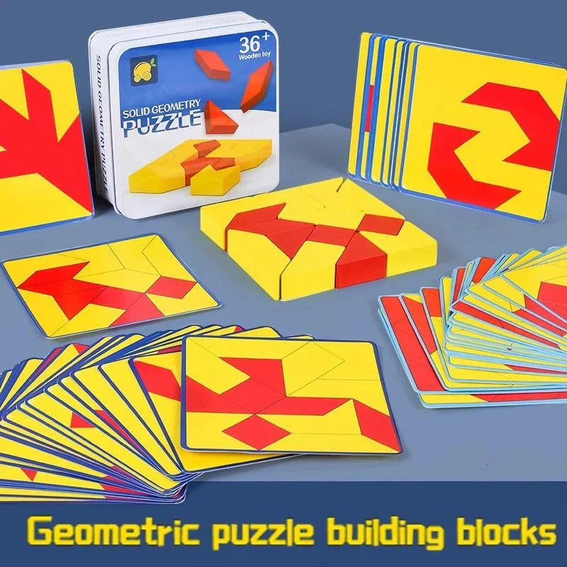 New 3D Montessori Geometry Puzzles Building Block Face