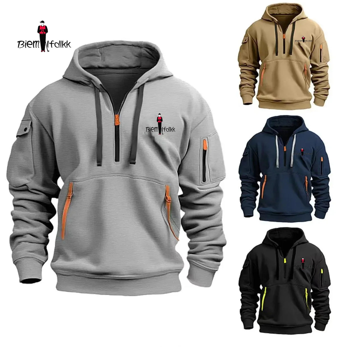 Biyin 2024 Cotton Dropped Shoulder Hooded Sweatshirt Men's