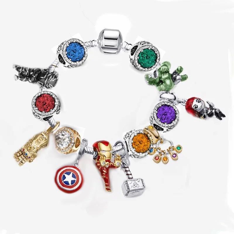 Cute Enamel Disney Princess Dress Charms Bracelet Women