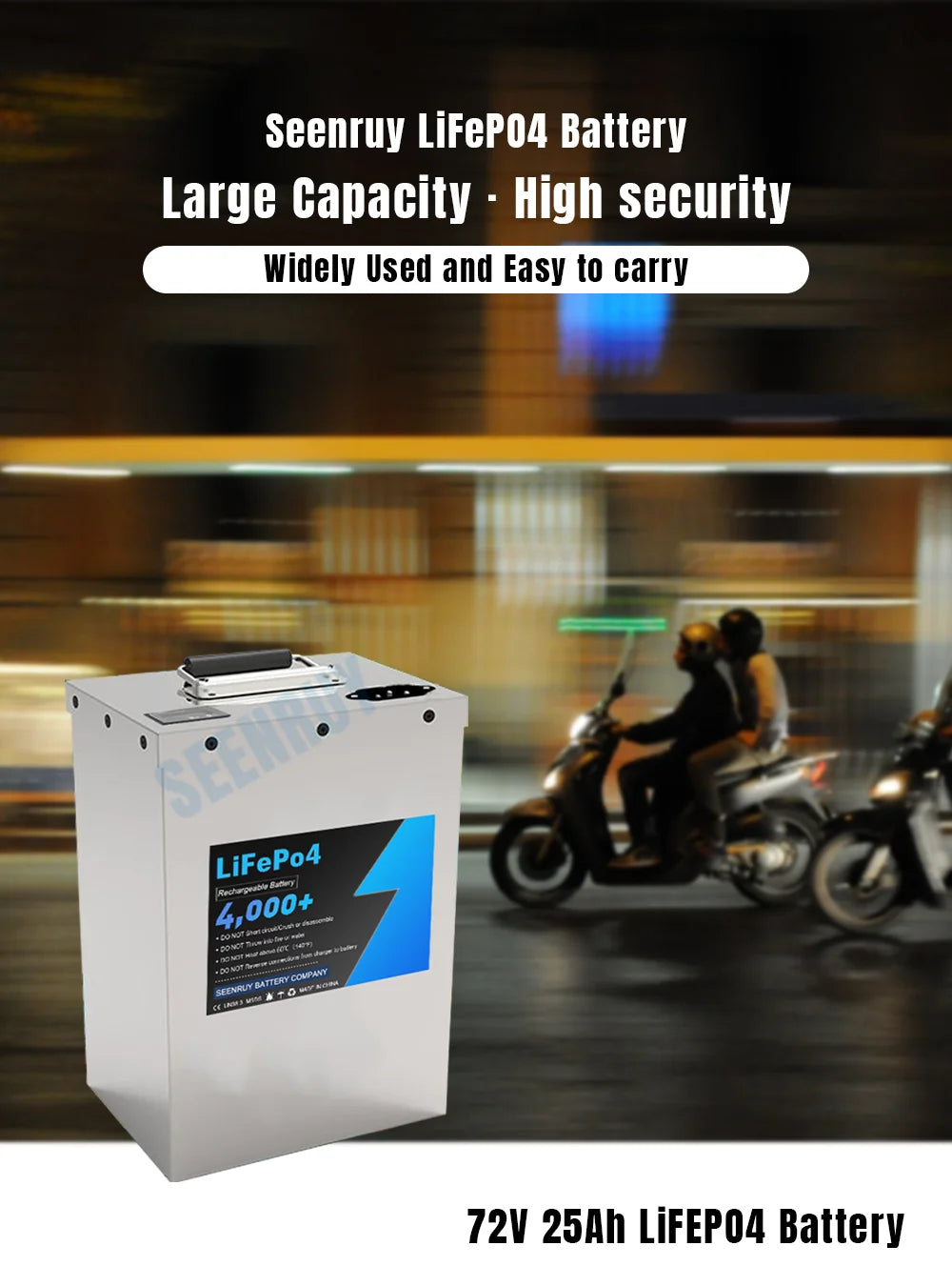 72V 25Ah Lifepo4 Battery Pack Built-in 30A BMS
