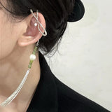 Vintage Chinese Style Artificial Jade Tassel Flower Ear