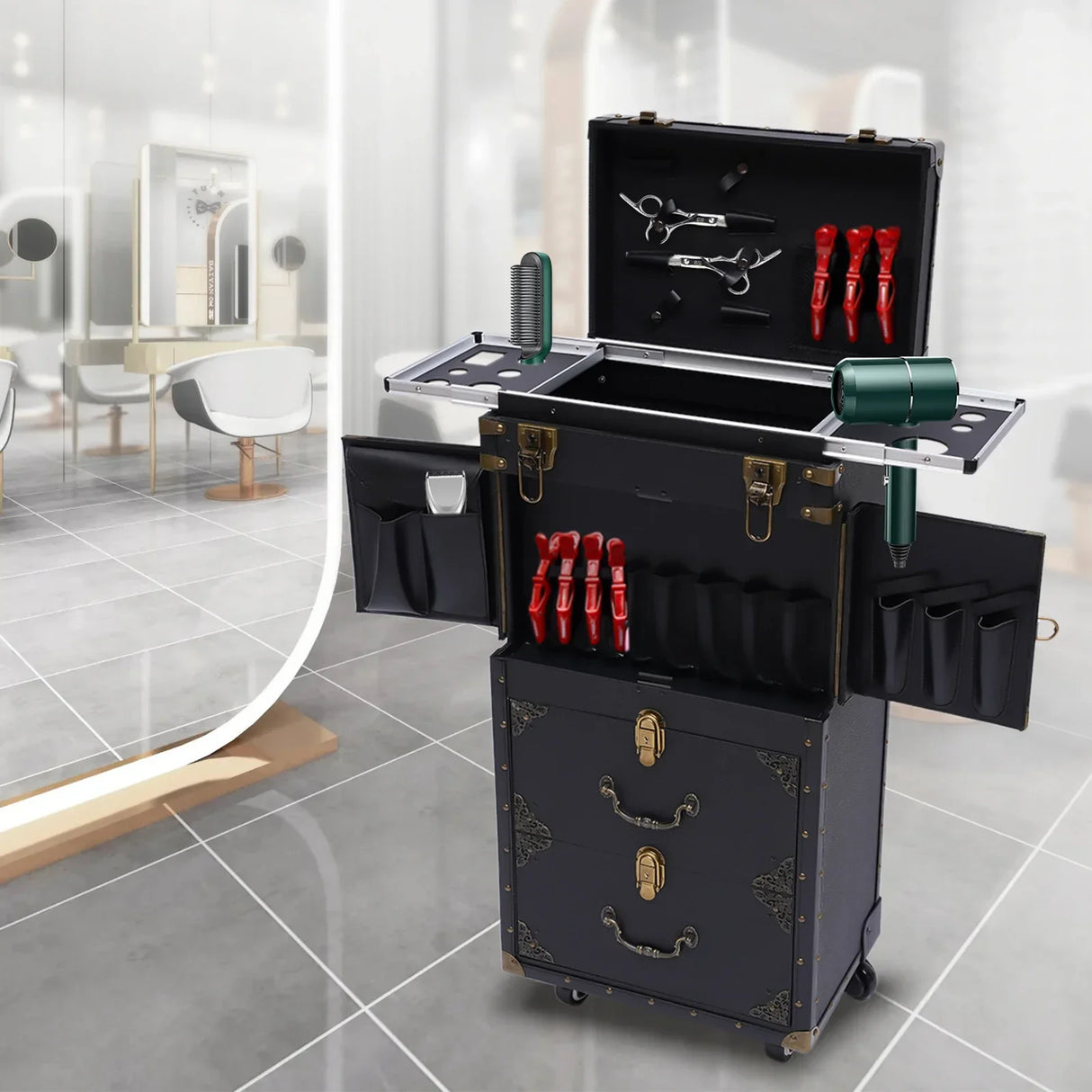 Rolling Lockable Makeup Hairdressing Trolley Stylist Beauty Salon
