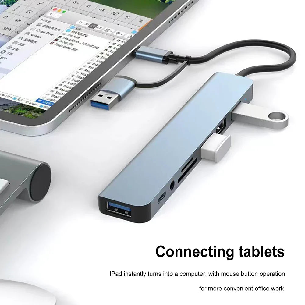 8 Ports USB3.0 Type C Hub OTG Adapter