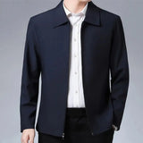 Two Side Zipper Pockets Men Jacket Elegant Mid-aged
