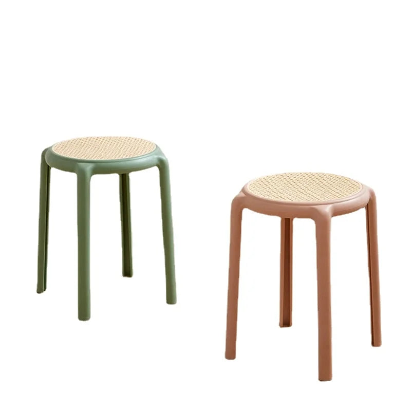 Bedroom furniture Plastic Rattan Stool Modern Stackable Thickened