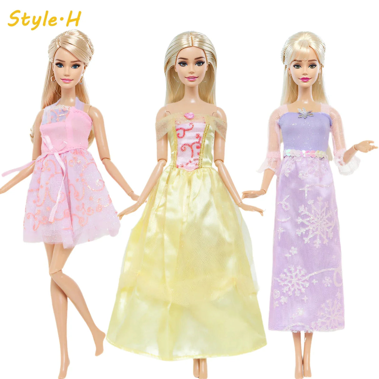 3 Sets Fairy Tale Classic Princess Doll Dresses