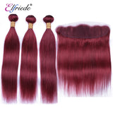 Elfriede #99J Burgundy Colored Straight Hair Bundles with