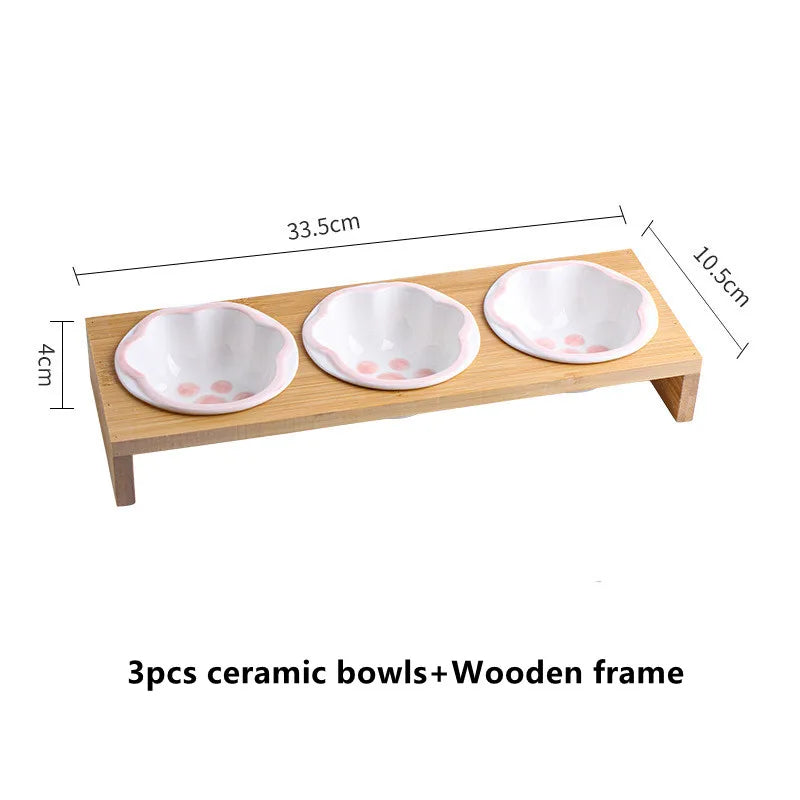 Fashion Cartoon Paw Design Pet Bowls Raised Dog