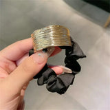 Elegant Metal Flower Hair Rope Ring Elastic Hair