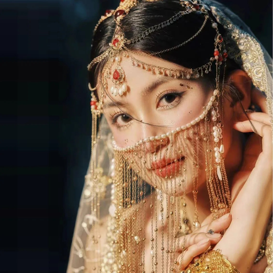 Antique Chinese Style Face Curtain Hanfu Hair Accessories