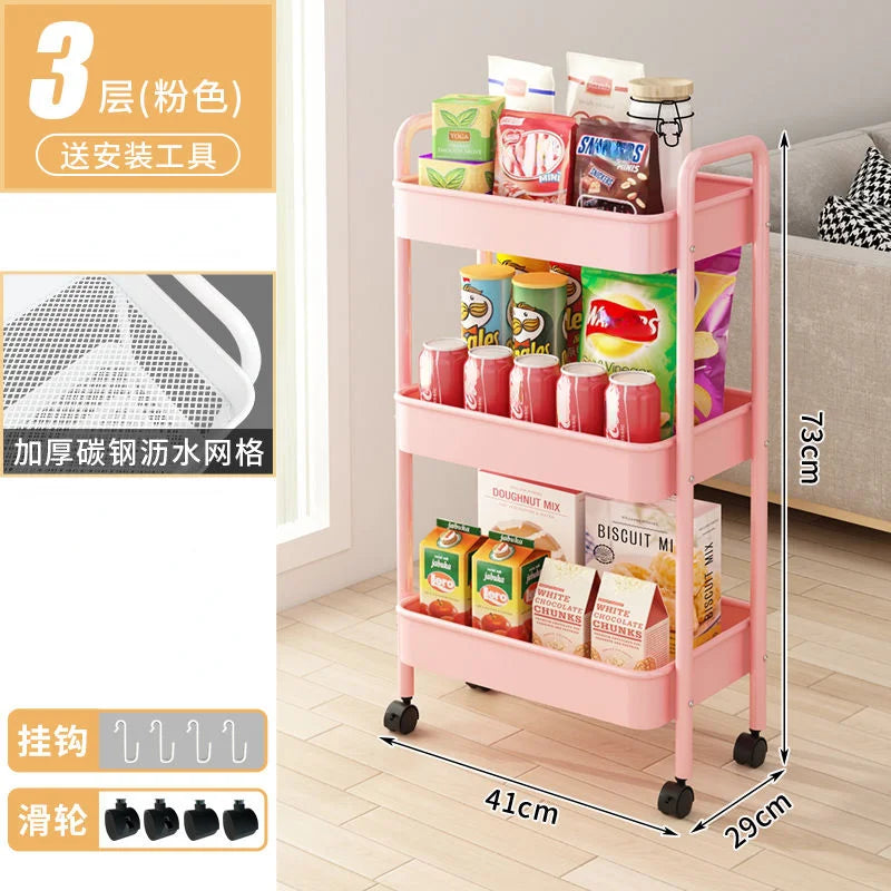 Small Cart Storage Rack Kitchen Bedroom 3 Layers