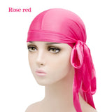 Unisex Silky Satin Durags Bandanas Turban Hat Elastic