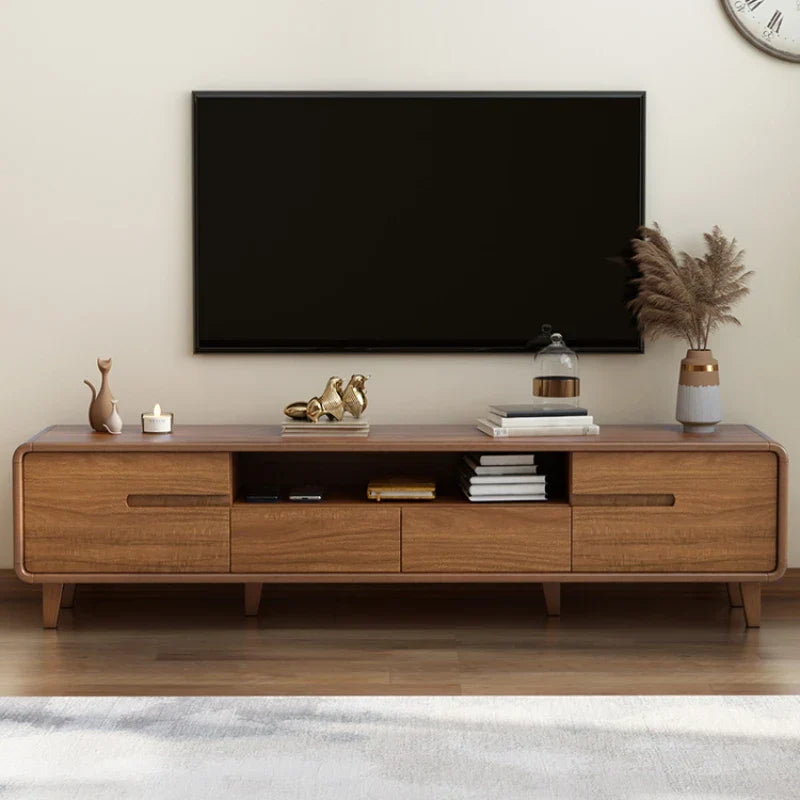 Light Wood Tv Stand Cabinet Storage Drawers Modern