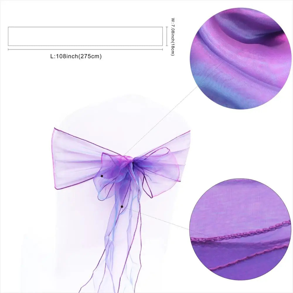 50PCs/lot Wedding Chair Decoration Organza Chair Sashes Knot