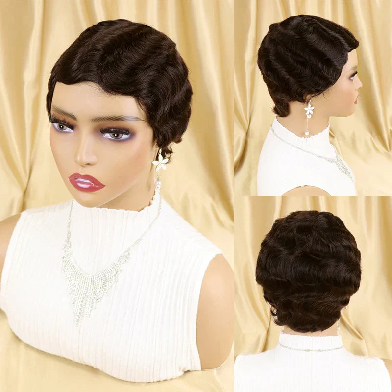 Short Finger Wave Wig Brazilian Human Hair Wig