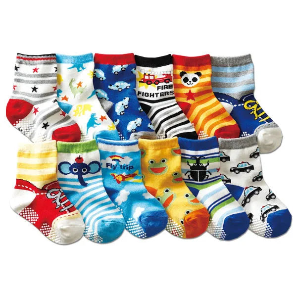 12pair/Lot Non Slip Toddler Socks with Grip for