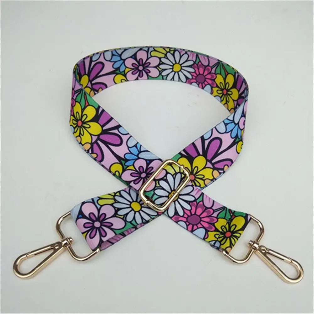 Fashion Bag Strap Adjustable Nylon Flowers Embroidered Colored
