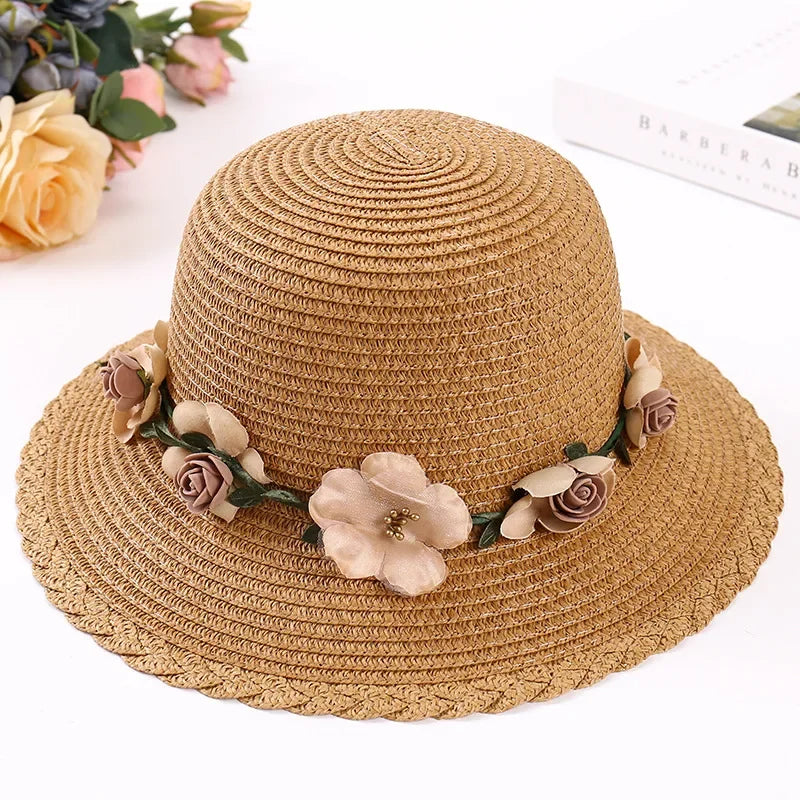 Wreath Straw Hats Summer Sun Hat Ladies Elegant