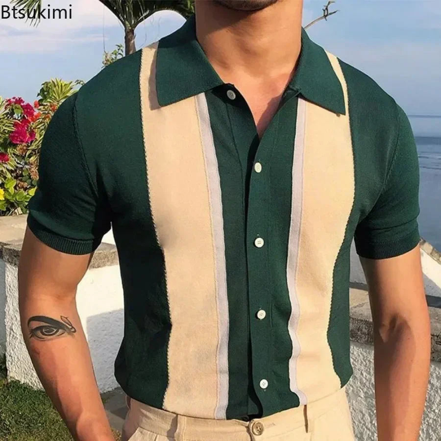 Men's Summer Short Sleeve Polo Shirts Knitted Business