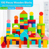 Wooden Building Blocks Set Storage Bag Wooden Toys