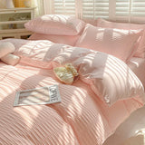 Seersucker Bedding Set Duvet Cover Flat Sheets Pillowcase